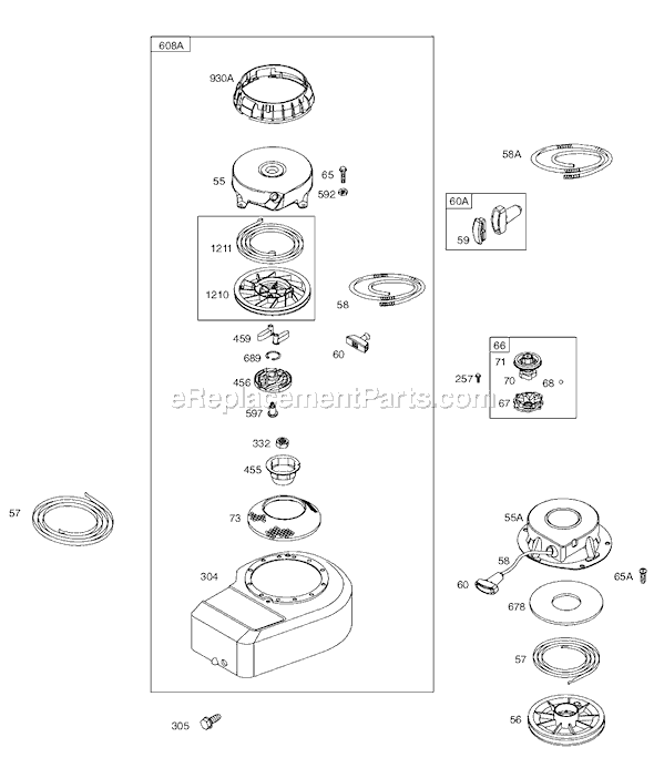 Page G Diagram and Parts List for 9B900SERIES  Briggs and Stratton Engine